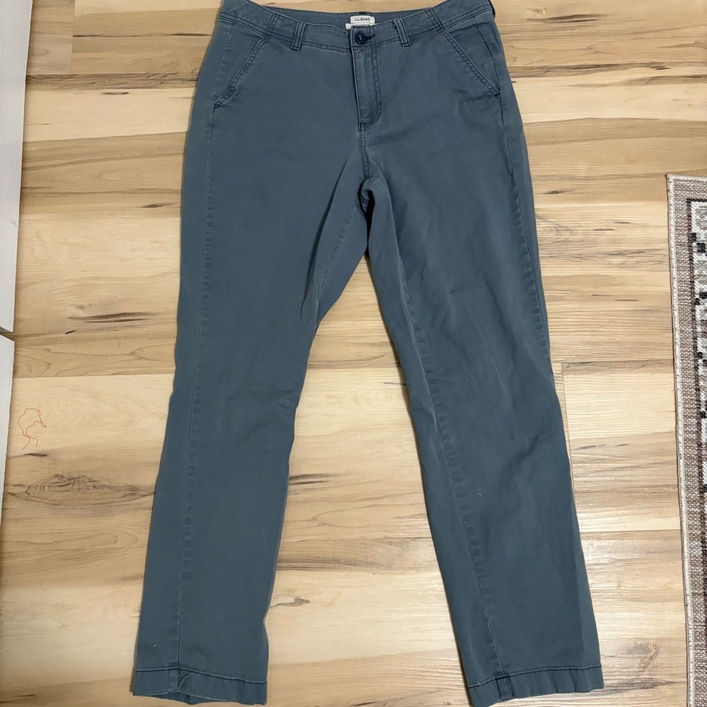 L.L. Bean Women's Gray Straight Leg Pants Sz 8 Reg Favorite Fit Outdoors Forest